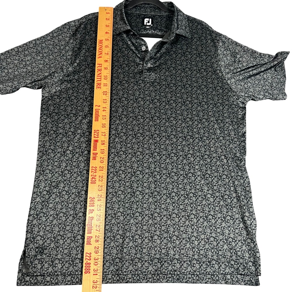 FootJoy Mens Floral Golf Polo Shirt Charcoal Grey Black Short Sleeve Large FJ - Picture 6 of 9